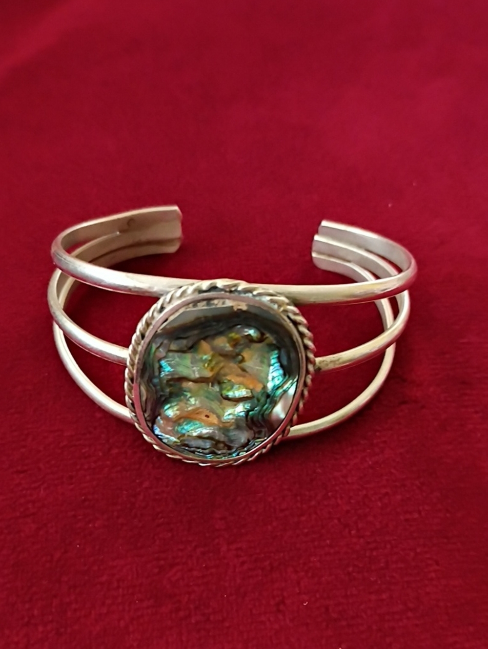 Abalone Shell Silver Cuff Bracelet - Women's Jewelry